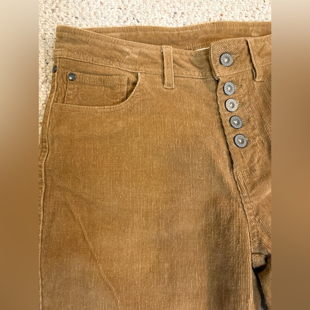 Boundless North Soft Stretchy Corduroy Pants w Distinct Button Fly & Raw Hem S28 - Picture 7 of 12